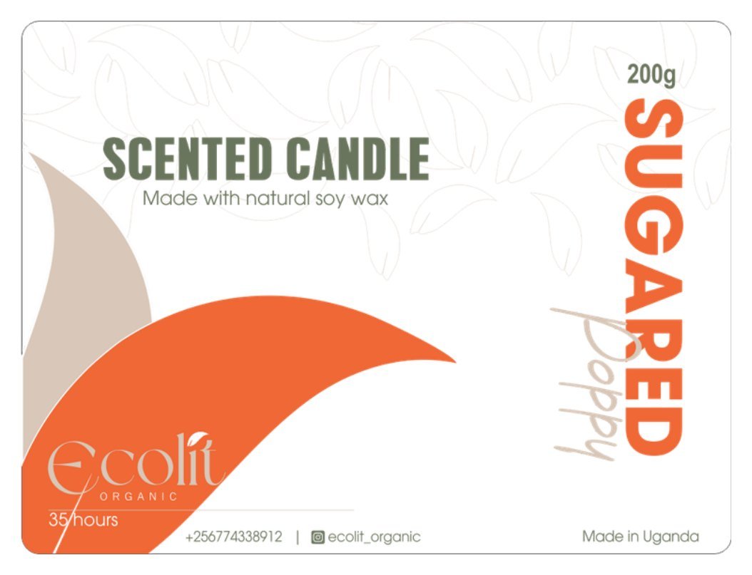 Ecolit Sugared Poppy scented candle label